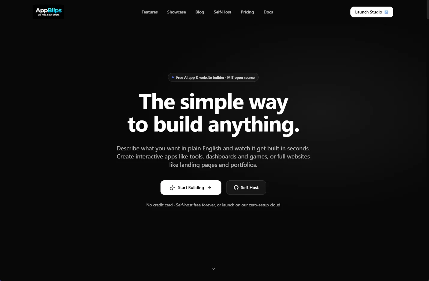 The AppBlips text-to-app generator